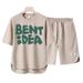 Men's Clothing 2024 Waffle Casual Summer Suit Men's Loose Teen Short sleeved T shirt Shorts Handsome Two piece Suit_viptrois.com