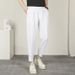 Men's Ice Silk Drawstring Trousers 2024 New Style Velcro Strap High-End Drape Summer Casual Suit Pants_viptrois.com