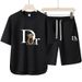 Summer Trendy Men's Sporty Casual Two Piece Set Crew Neck Retro Short Sleeve Suit_viptrois.com