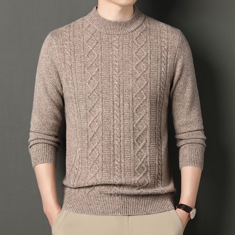 Men's Thick Wool Knit Sweater - Warm Crewneck Pullover For Autumn & Winter, Classic Casual Style, Soft & Breathable (Multiple Colors & Sizes)_viptrois.com