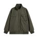 Men's Clothing Oversized Workwear Jacket - 100% Cotton Stand Collar Coat With Multi-Pockets, American Vintage Style For Autumn & Spring_viptrois.com