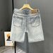 Men's Clothing Retro Distressed Denim Shorts Straight Loose Versatile Shorts_viptrois.com