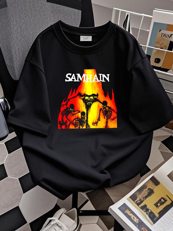 Samhain T-shirt November Coming Fire Heavy Cotton Versatile Casual Soft Breathable Fashion Summer Graphic Top For Everyday Wear Homme Stylish_viptrois.com