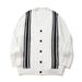 Men's Color-Block V-Neck Knit Cardigan – Retro Striped Sweater (White, S/M/L/XL)_viptrois.com