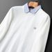Men's Clothing Thin Striped Shirt Collar Splicing Two Piece White Sweater Men's Slim Business Casual Sweater_viptrois.com