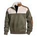 Men's Clothing Zip Up Jacket Zip-Up Half-Sleeve Hoodie – Stylish Color-Block Stand Collar Pullover For Casual & Outdoor Wear (S-3XL, Green/Gray)_viptrois.com