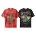 Paint Washed Direct Spray Graffiti Small Flame Heart Skull Couple Casual Loose T-Shirt For Men_viptrois.com