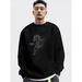 2026 American Retro Running Horse Pattern Print Trendy Top, Spring And Autumn Thick Heavyweight Crew Neck Sweatshirt For Men_viptrois.com