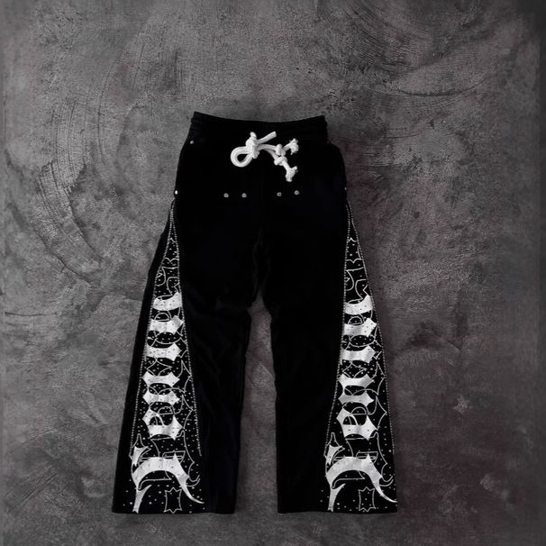 Men's Clothing Dark Sweatpants For Men And Women Retro Trousers Casual Trousers With Straps Harajuku Style Street Style Personality Art Comfortable_viptrois.com