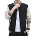 Men's Button Decoration Trendy Youth Popular Zipper Outer Wear Baseball Collar Striped Closed Sleeve Long Sleeve Autumn Trend Jacket_viptrois.com