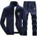 Men's Casual Zip-Up Hoodie & Joggers Set | Lightweight Polyester-Cotton Blend | Trendy Streetwear | Sizes M-XXXXL (Black/Navy/Heather Gray)_viptrois.com