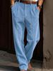 Men's High-Waisted Corduroy Dress Pants Casual Business Trousers Straight Leg British Style Wrinkle Free_viptrois.com