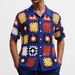 Men's Breathable Linen-Look Polo Shirt With Geometric Embroidery – Summer Casual Short Sleeve Knit Top For Slim Fit_viptrois.com