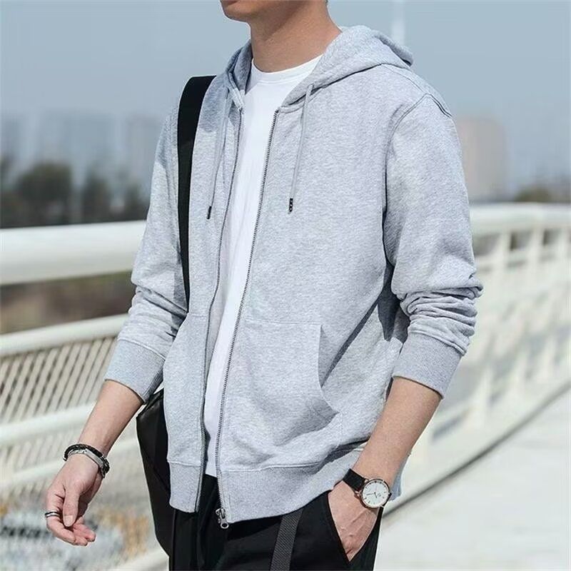 Men's Clothing Fleece Hooded Zip-Up Sweatshirt - Casual Loose Fit Pullover With Side Pockets, Fall Winter Warm Fleece Lining, Streetwear Fashion_viptrois.com