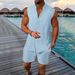 Men's Summer Sleeveless Vest & Shorts Set – Breathable Polyester Casual Outfit (Light Blue/White/Black/Apricot, S-XXL, Loose Fit, Unisex Style)_viptrois.com