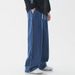 Jeans Men's Japanese Retro Elastic Waist Casual Straight Pants Wide Leg Pants_viptrois.com