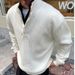"Men's Oversized Knit Sweater – Winter Fashion, High Neck, Drop Shoulder, Chunky Yarn, Loose Fit (Retro Texture, Unisex Appeal)"_viptrois.com