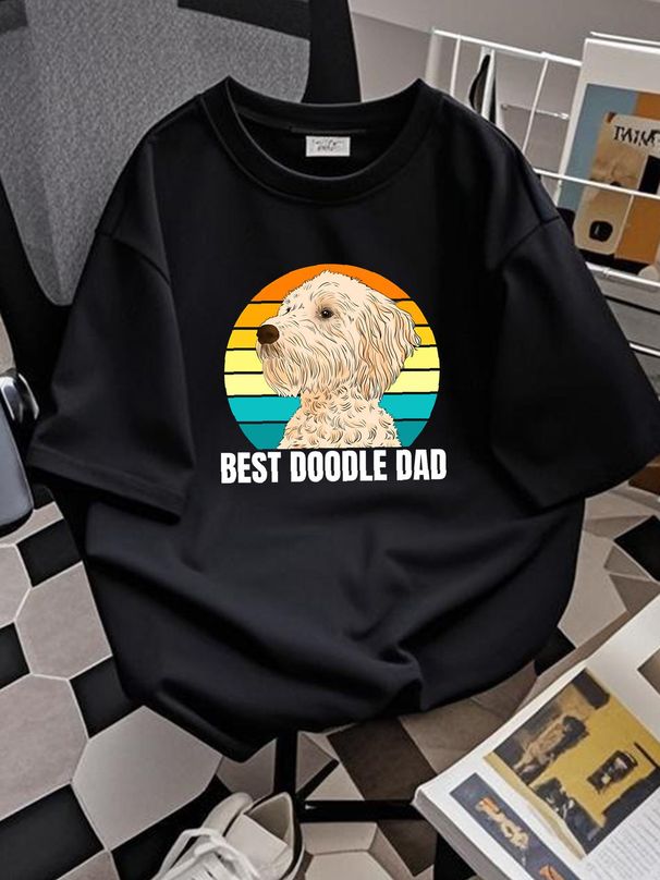Inktastic Best Doodle Dad T-Shirt Fathers Day Dog Goldendoodle Labradoodle Lover Unisex Stylish Soft Streetwear Breathable Slightly Graphic_viptrois.com