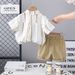 2025 New Cute Casual Thin Summer Set Baby Boy Cool Handsome Vertical Shirt Short Sleeve_viptrois.com