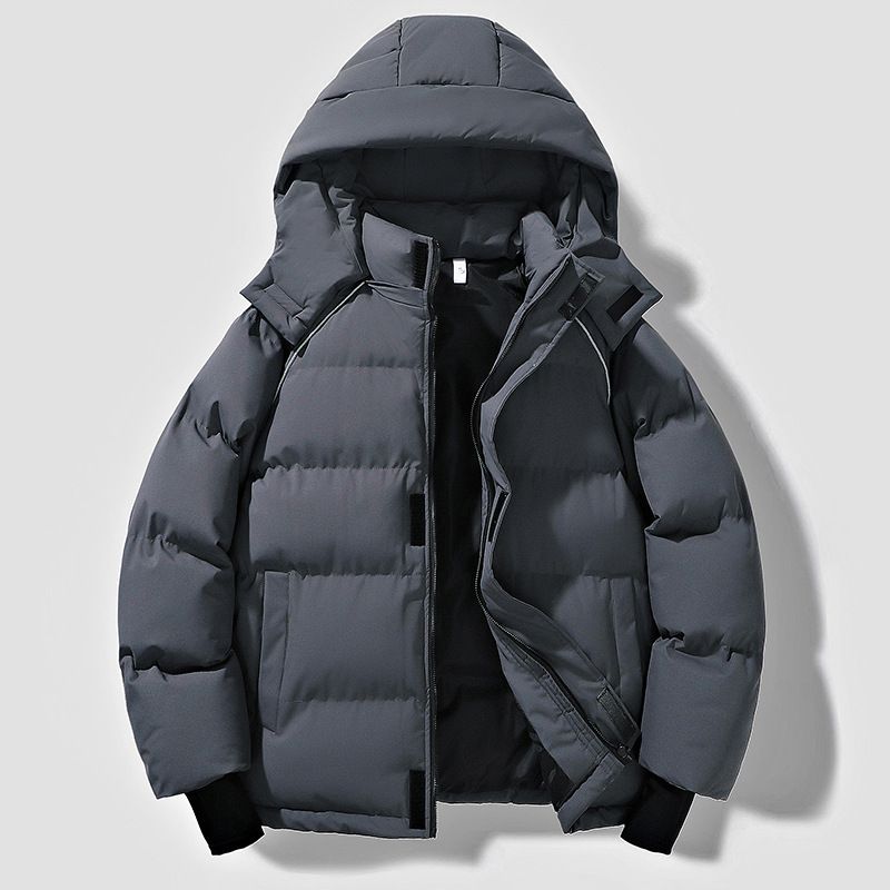 Unisex Water-Resistant Puffer Jacket – Oversized Winter Coat With Hood (Black/Deep Gray/Light Blue/Cream)_viptrois.com