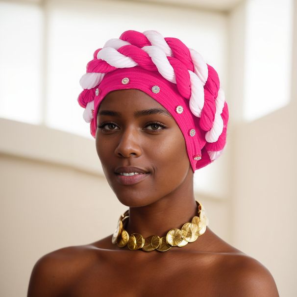 New Hat Brim Nails Color Diamond Pit Strips Two Color Braid Black People's Headscarf Hat_viptrois.com