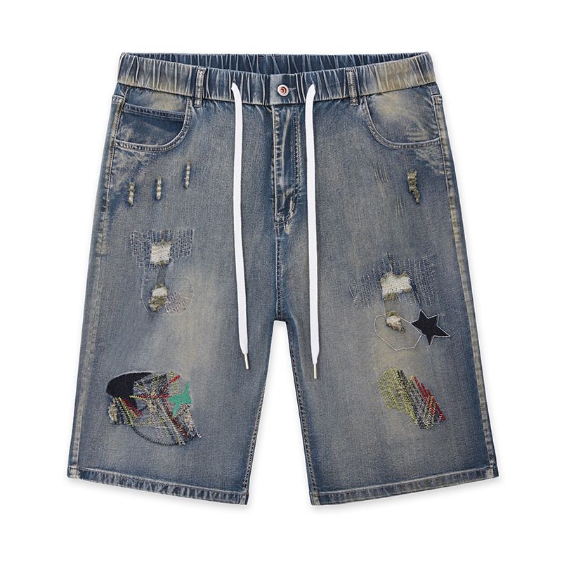 Men's Clothing Plus Size Denim Shorts 300 Pounds 8xl Trendy Brand Loose Version Five Points_viptrois.com