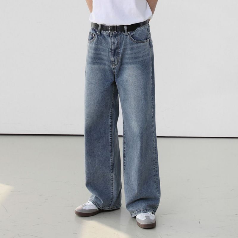 Men's Clothing Summer Casual Loose Long Pants Wide Leg Straight Pants_viptrois.com