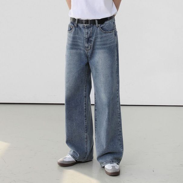 Men's Clothing Summer Casual Loose Long Pants Wide Leg Straight Pants_viptrois.com
