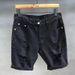 Men's Clothing Summer White Ripped Denim Shorts Men's Korean Slim Elastic Five Point Breeches Trendy All Match Mid Length Pants_viptrois.com