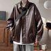 Men's Clothing Retro Leather Jacket Men's Winter Plus Velvet Thickened High End Handsome Casual Loose Pu Leather Lapel Jacket_viptrois.com