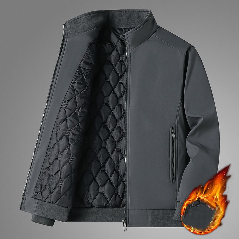 Winter Men's Fleece Warm Jackets Bomber Fashion Parkas Outerwear Coats Men Casual Windbreaker Jacket Classic Solid Thermal Coat_viptrois.com
