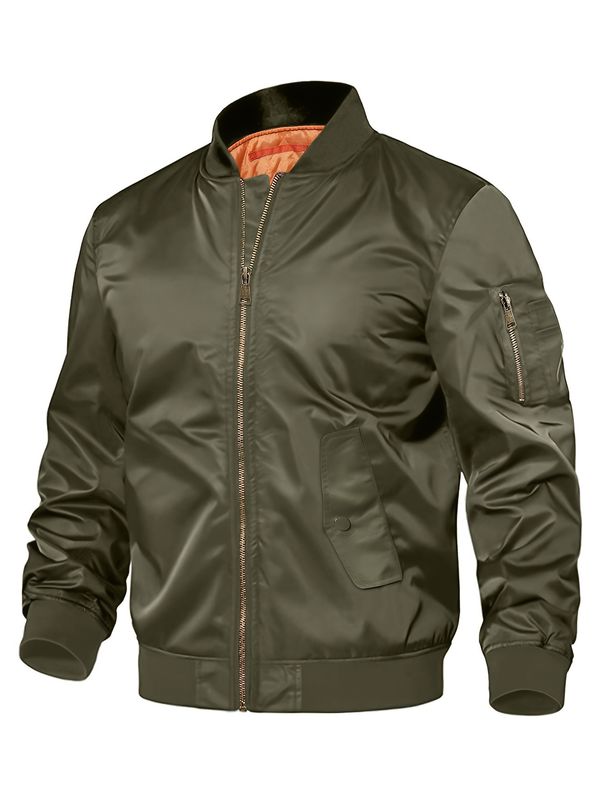 Men's MA-1 Style Bomber Jacket - Military Inspired Slim Fit Nylon Jacket With Stand Collar (6 Colors, XS-XXXL)_viptrois.com