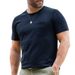 Men's Clothing European And American Summer Men's Short Sleeved Large Size Solid Color Button Pocket Henry Collar T Shirt European And American Style_viptrois.com