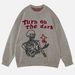 Y2K Streetwear Skeleton Jacquard Sweater - Unisex Oversized Punk Pullover, Gothic Hip-Hop Knit Top With Edgy Design_viptrois.com