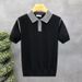 Men's Clothing High End Men's Casual Color Blocked Polo Shirt Slim Fit Short Sleeve Knitted Top Summer Style_viptrois.com