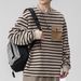 Japanese Retro Simple Striped Loose Casual Versatile Long Sleeve Spring Autumn Niche Design Sweatshirt For Men_viptrois.com