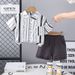 2025 New Cute Casual Thin Summer Set Baby Boy Cool Handsome Vertical Shirt Short Sleeve_viptrois.com