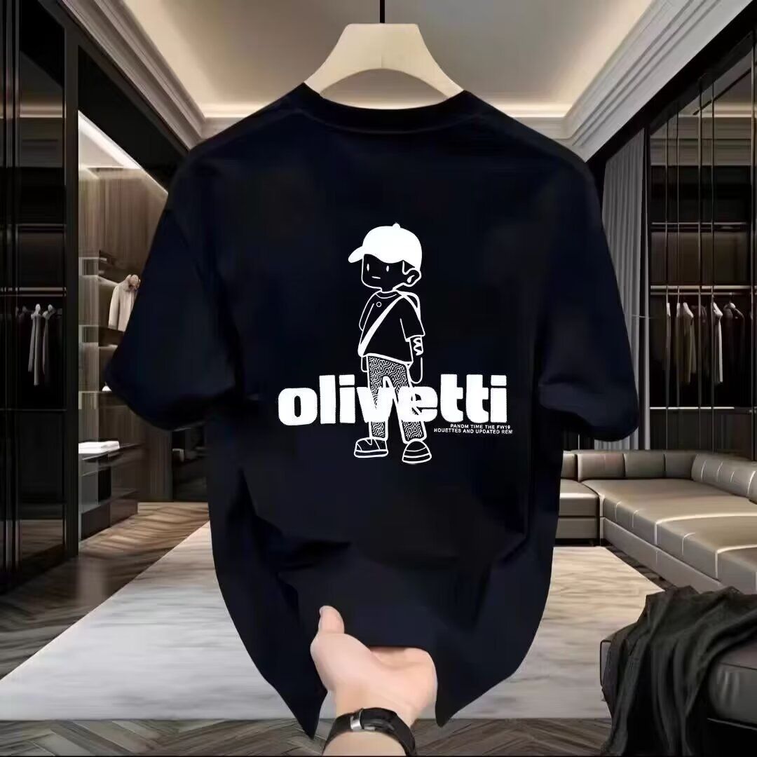 Men's Clothing Pure Cotton Round Neck T Shirt Tops Summer New Popular Trend Loose Short Sleeve Youth Bottoming Casual Half Sleeve_viptrois.com