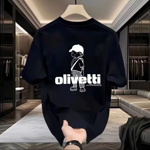 Men's Clothing Pure Cotton Round Neck T Shirt Tops Summer New Popular Trend Loose Short Sleeve Youth Bottoming Casual Half Sleeve_viptrois.com