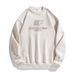 Suede-Fleece Crewneck Sweatshirt – Split-Panel Streetwear Pullover With Embroidered Typography (Unisex, S-XXXL, Black/Olive/Stone, 96% Polyester)_viptrois.com