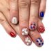 Short bright face red and blue color sparkling stripes wear nail art American Independence Day five-pointed star foreign trade nail art 24 pieces_viptrois.com