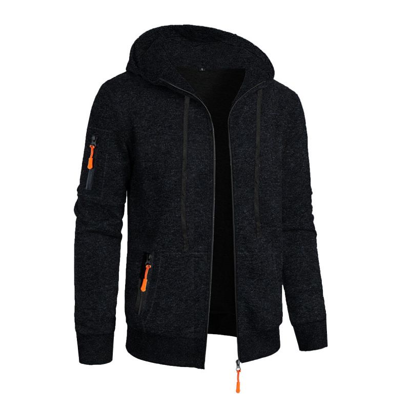 New Men's Sports Fitness Casual Jacquard Sweater Cardigan Hooded Jacket Knitted Cardigan_viptrois.com