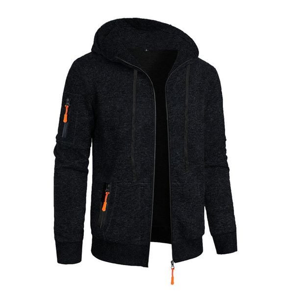 New Men's Sports Fitness Casual Jacquard Sweater Cardigan Hooded Jacket Knitted Cardigan_viptrois.com