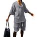 Casual Jacquard 2024 Summer Loose Short Sleeved T-shirt Shorts V-neck Sports Two Piece Set For Men's Wear_viptrois.com