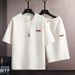 Men's Clothing Summer Short Sleeved Suit For Male Students Trendy Handsome Casual T Shirt Korean Style Trendy Brand Printed Sports Suit Trendy_viptrois.com