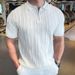 Half Zipper Shirt Men's Short Sleeve Lapel Knitted Tops Handsome Shirt Men's_viptrois.com