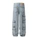 Men's Clothing Multi Pocket Workwear Jeans Loose Straight Wide Leg Casual Versatile Couple Hip Hop Mopping Trousers_viptrois.com