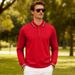 Men's Breathable Jacquard Polo Shirt - Loose Fit Long Sleeve Casual Top For Golf & Everyday Wear_viptrois.com