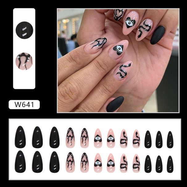 Black And White Mandarin Duck Color Mysterious Sweet Cool Nail Art Snake Pattern Love Almond Armor Fashion Wear Armor Piece_viptrois.com
