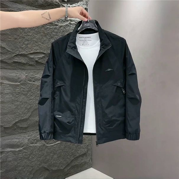 Autumn New Simple Solid Color Stand Collar Jacket Men's High-end Fashion Trend Versatile Cool Casual Workwear Coat_viptrois.com